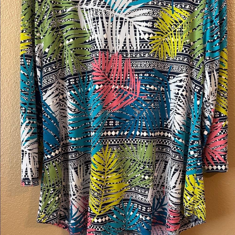 Ruby Rd. Vibrant Tropical Leaf Blouse - image 6
